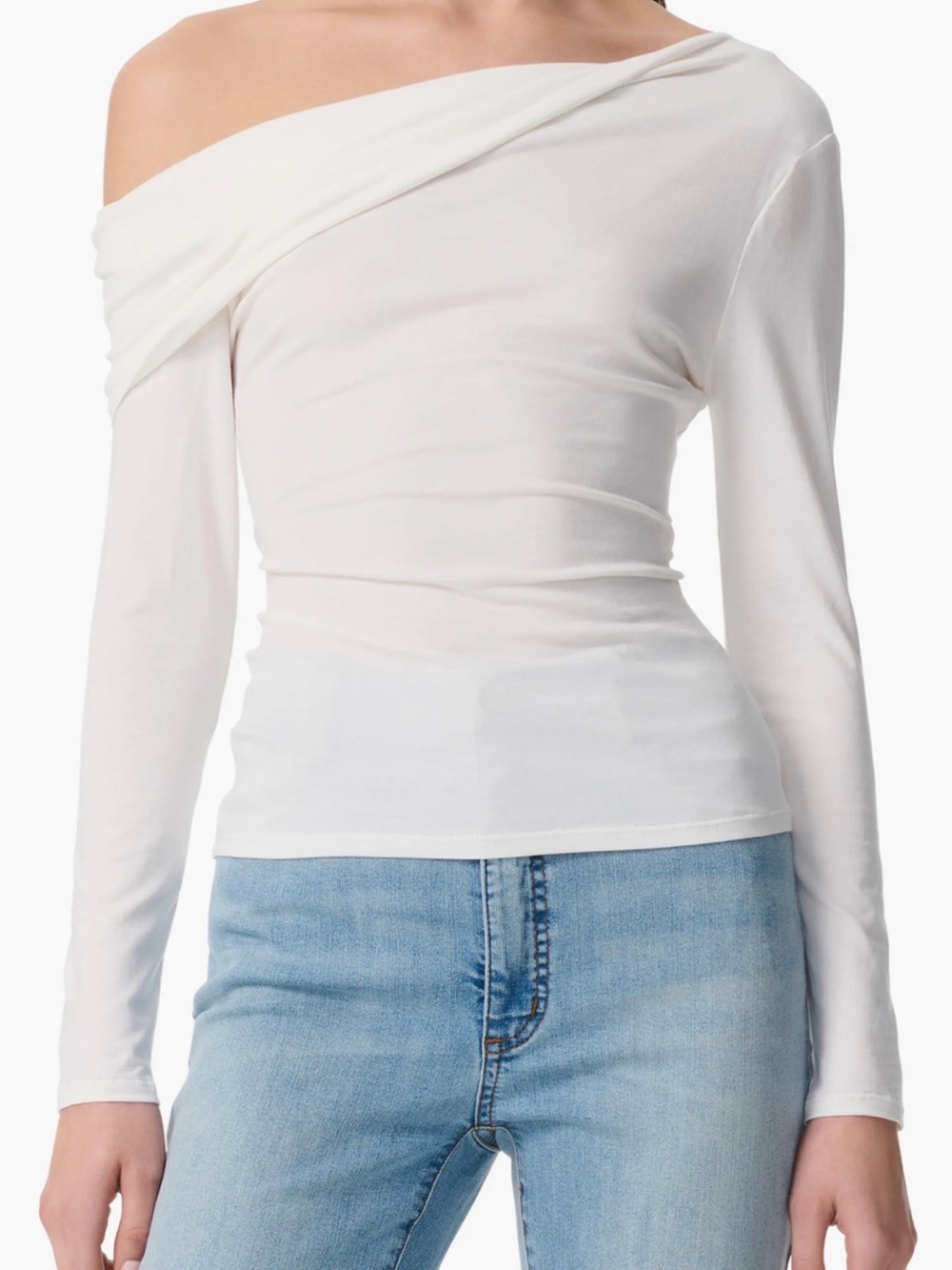 Robert Rodriguez White One-Shoulder Long Sleeve Top